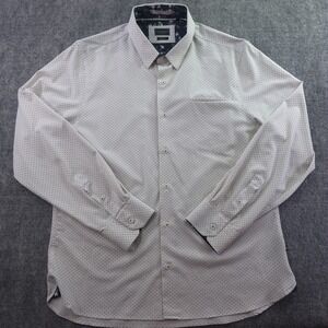 7 Diamonds 4 Way Stretch Shirt Large Red Polka Dot Long Sleeve Button Up